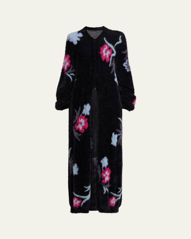 Floral Chenille Maxi Cardigan